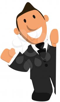 Royalty Free Clipart Image of a Waving Man in a Suit