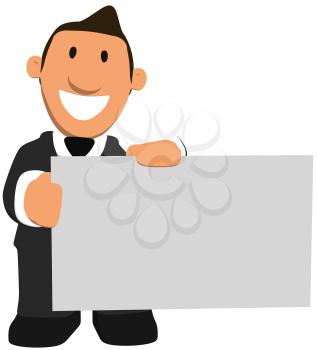 Royalty Free Clipart Image of a Man With a Sign