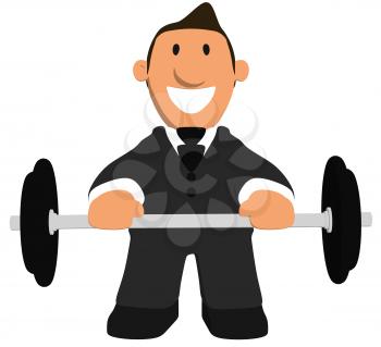 Royalty Free Clipart Image of a Weightlifting Businessman