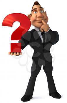 Royalty Free Clipart Image of a Thinking Man With a Question Mark