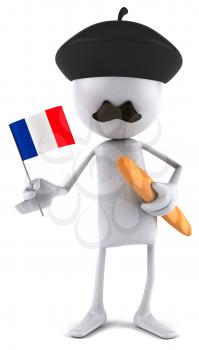 Royalty Free Clipart Image of a Frenchman With a Flag