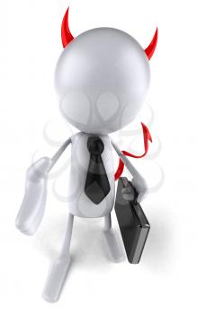 Royalty Free Clipart Image of a Devil Businessman Extending a Hand