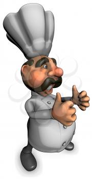 Royalty Free Clipart Image of a Chef Giving Two Thumbs Up