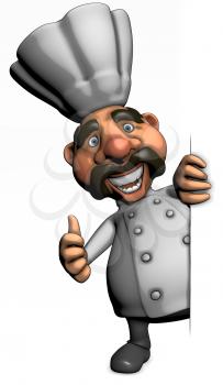 Royalty Free Clipart Image of a Chef Giving a Thumbs Up