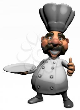 Royalty Free Clipart Image of a Chef With a Plate