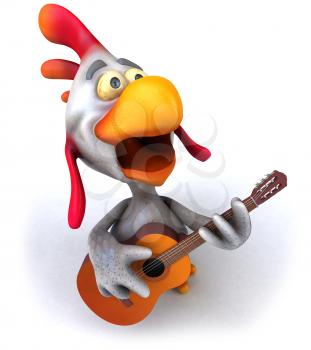 Royalty Free Clipart Image of a Singing Chicken