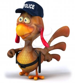 Royalty Free Clipart Image of a Chicken Cop