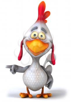 Royalty Free Clipart Image of a Pointing Chicken
