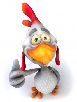Royalty Free Clipart Image of a Chicken Giving a Thumbs Up