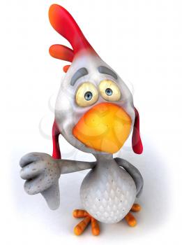 Royalty Free Clipart Image of a Chicken Giving a Thumbs Down
