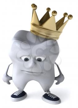 Royalty Free Clipart Image of a Dejected Tooth With a Crown