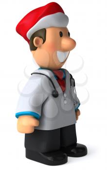 Royalty Free Clipart Image of a Doctor in a Santa Hat