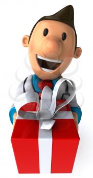 Royalty Free Clipart Image of a Doctor With a Gift