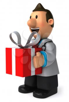 Royalty Free Clipart Image of a Doctor With a Gift