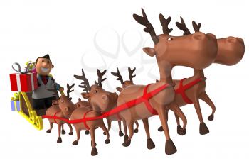 Royalty Free Clipart Image of a Doctor Riding in Santa's Sleigh