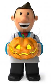 Royalty Free Clipart Image of a Doctor With a Jack-o-Lantern