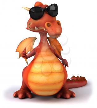 Royalty Free Clipart Image of a Dragon in Sunglasses