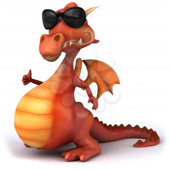 Royalty Free Clipart Image of a Dragon in Sunglasses