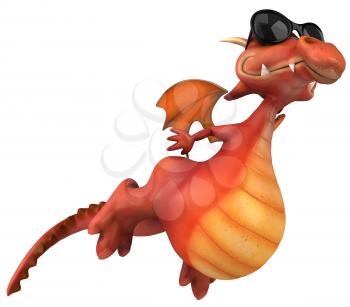 Royalty Free Clipart Image of a Dragon Flying