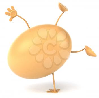 Royalty Free Clipart Image of an Egg Doing a Cartwheel