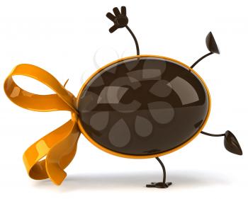 Royalty Free Clipart Image of a Chocolate Egg Doing a Handspring