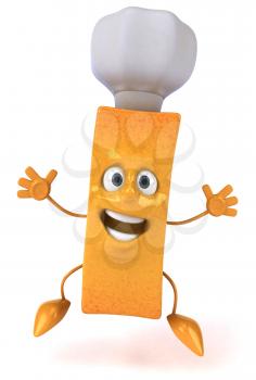 Royalty Free Clipart Image of a French Fry in a Chef's Hat