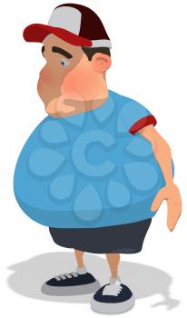 Royalty Free Clipart Image of a Sad Overweight Man