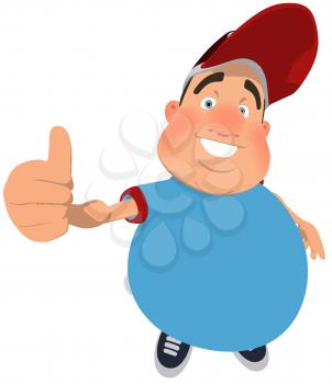 Royalty Free Clipart Image of an Overweight Man Giving a Thumbs Up