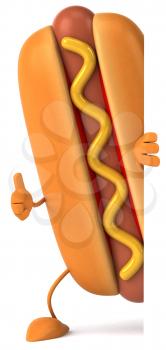 Royalty Free Clipart Image of a Hotdog Giving a Thumbs Up