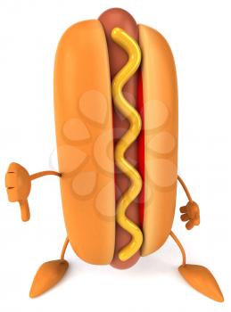 Royalty Free Clipart Image of a Hotdog Giving a Thumbs Down