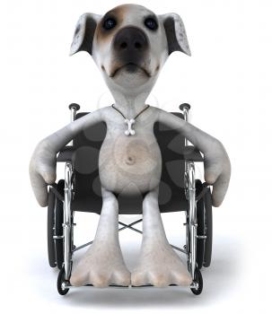 Royalty Free Clipart Image of a Jack Russell in a Wheelchair