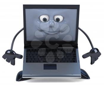 Royalty Free Clipart Image of a Laptop Looking Sad