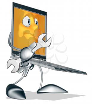 Royalty Free Clipart Image of a Laptop With Tools