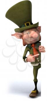 Royalty Free Clipart Image of a Pointing Leprechaun
