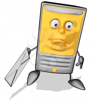 Royalty Free Clipart Image of a Modem With a Letter