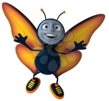 Royalty Free Clipart Image of a Happy Butterfly