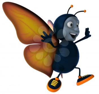 Royalty Free Clipart Image of a Happy Butterfly