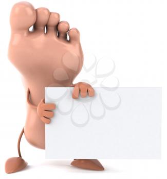 Royalty Free Clipart Image of a Foot Holding a Sign