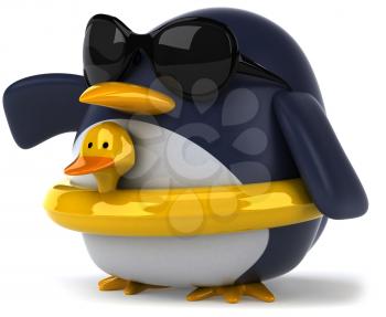 Royalty Free Clipart Image of a Penguin With a Rubber Ring