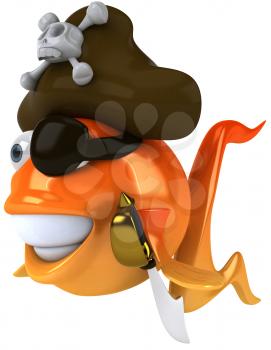 Royalty Free Clipart Image of a Pirate Goldfish