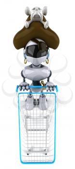 Royalty Free Clipart Image of a Shopping Robot Pirate