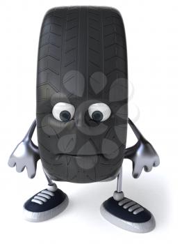 Royalty Free Clipart Image of a Sad Tire