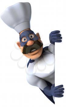 Royalty Free Clipart Image of a Superhero Chef