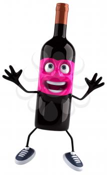 Royalty Free Clipart Image of a Happy Wine Bottle