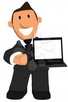 Royalty Free Clipart Image of a Businessman With A Laptop