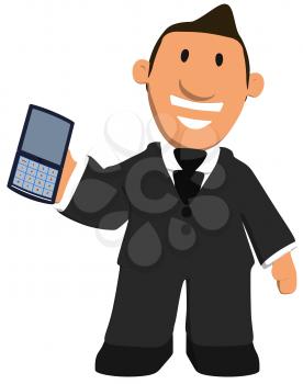 Royalty Free Clipart Image of a Man With a Cellphone