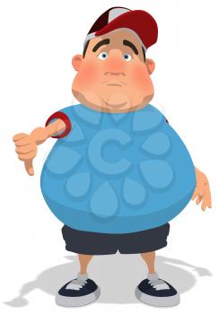 Royalty Free Clipart Image of an Overweight Man Giving a Thumbs Down