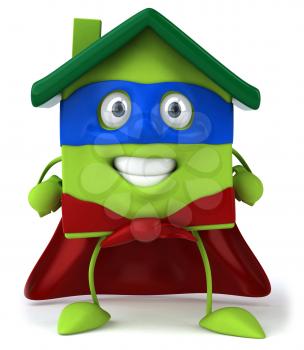 Royalty Free Clipart Image of a Green House Super Hero