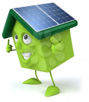 Royalty Free Clipart Image of a House With Solar Panels