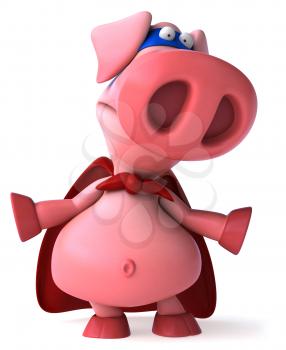 Royalty Free Clipart Image of a Superhero Pig